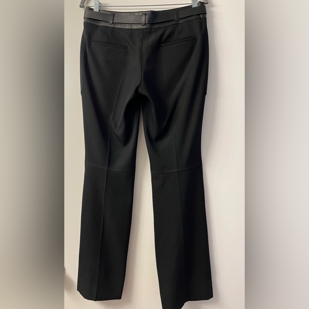 Vintage Prada Pants, 100% Wool with Leather Waist/Belt, Black, Women's Size 42 - Picture 8 of 13